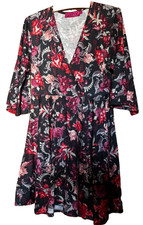 A Ladies Red and Black Size 12 Boohoo Top mid Sleeves