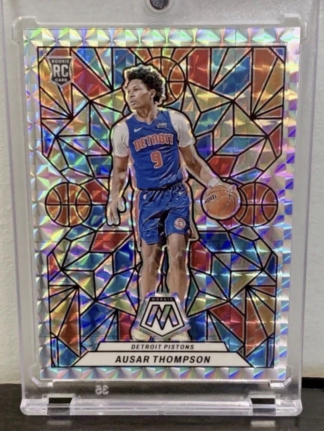 2023-24 Panini Mosaic Ausar Thompson Stained Glass RC #1 Rookie Card Pistons NBA
