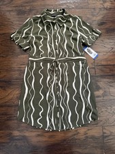 Halston Women's Short Sleeve Short Dress, Green, Size L
