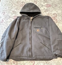 Vintage Carhartt Men s Sierra Jacket J141 Gray Washed Duck Sherpa Lined 3XL