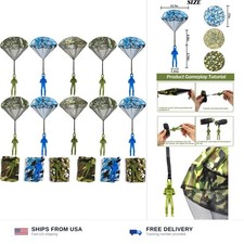 15pc hand throwing parachute toys army camo outdoor games kids adults 17in
