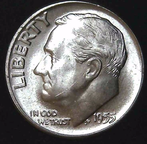 1955-P 10C Roosevelt Dime BU 90% Silver 26owt0302-3
