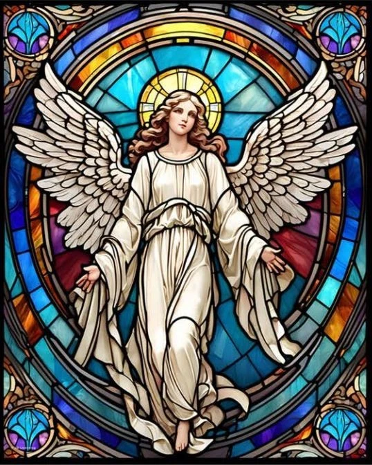 Angelic Light Throw Blanket: Stained-Glass Angel Artwork