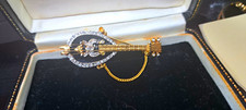 vintage robert mandle gold tonedenamel mandolin brooch beautiful!