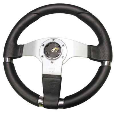 MOMO NET 350mm Leather Steering Wheel Silver JDM Miata NA NB R32