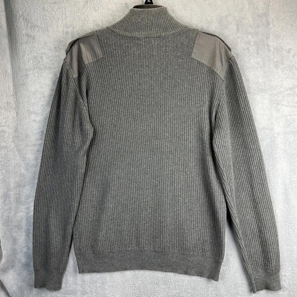American Rag Sweater Mens Extra Large Gray Military Shoulder Tabs Pockets Cotton - Image 3 of 4