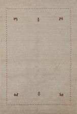 Soft and Plush Beige Gabbeh Hand-knotted Wool Rug 4x6 ft.