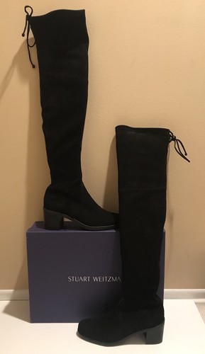 Stuart Weitzman Elevated Black Suede Over The Knee Boots Thigh High Sz 8 NEW - Picture 4 of 12