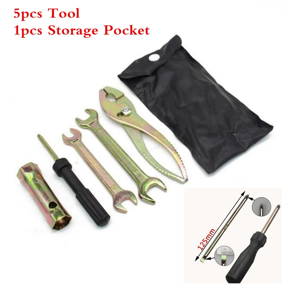 5x Motorcycle Tool Kit Screwdriver Spanner Spark Plug Socket Wrench+Storage Bag - Image 2 of 4