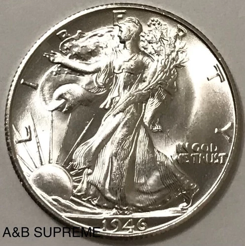 1946 Walking Liberty Half Dollar From OBW Roll Estate CH-GEM Bu Unc 90% Silver