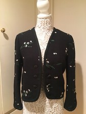 New Zara Woman  s Black Floral Cotton Jacket Size Small