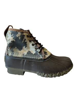 LL Bean Canvas Lace Up Unlined Round Toe Ankle Duck Boots Women s Size 7 (CM)