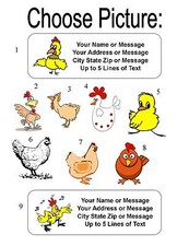 30 Cartoon Chicken Personalized Address Labels