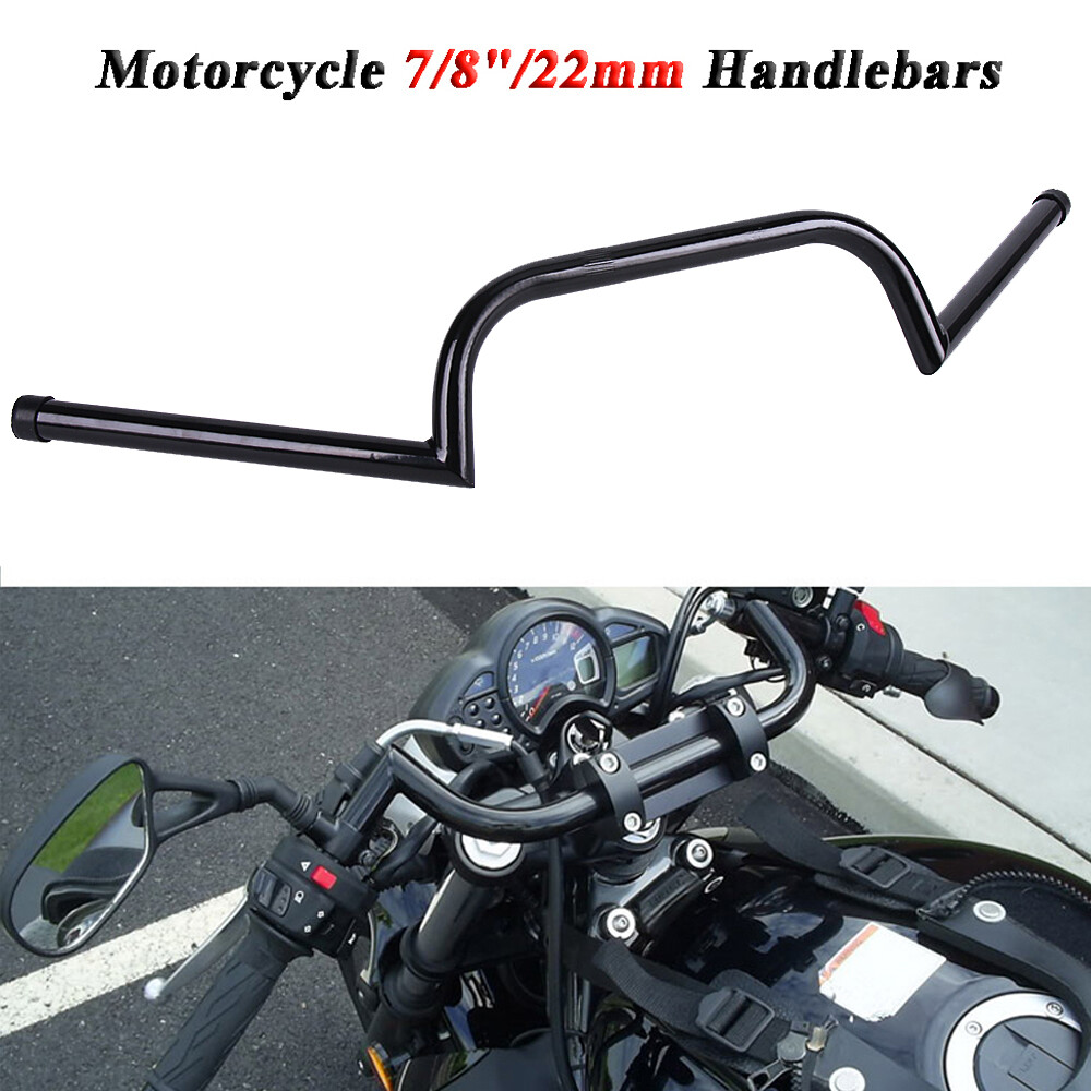 Clubman Handlebar 22mm Black With Center Knurling - Cafe Racer Style 7/8\, image size:1000x1000