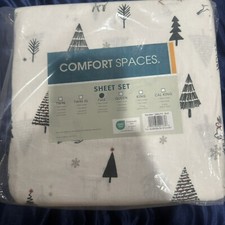 Comfort Spaces Cotton Flannel Deep Pocket Reindeer Trees Full 4 Piece Sheet Set