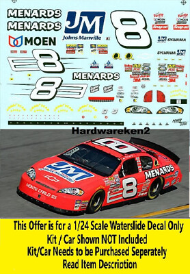 NASCAR DECAL # 8 MENARDS JOHNS MANVILLE 2007 BGN MONTE CARLO  1/24 POWERSLIDE