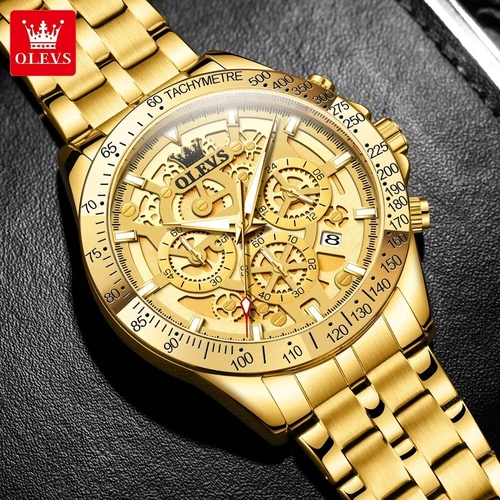 Waterproof Quartz Luminous OLEVS Business Luxury Men Watch Date Strap Gold Watch - Bild 18 von 25