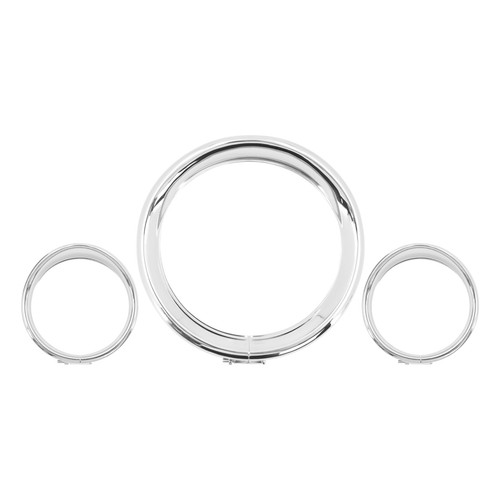 7" Visor Headlight Bezel 4.5" Fog Lights Trim Rings Chrome Fit For Road King 94+ - Foto 12 di 19