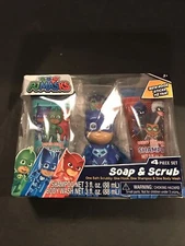 New 4 Pieces PJ Masks Soap & Scrub Kids Shampoo and Body Wash Bath Set Berry