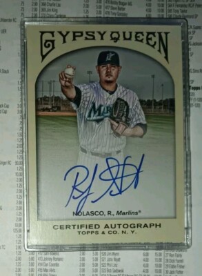 2011 Gypsy Queen Auto - Ricky Nolasco GQA-RN - Marlins On Card Autograph 