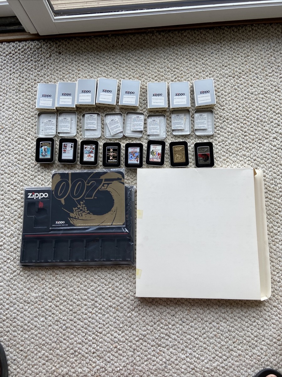 1995 Vintage Extremely Rare Set of 8 James Bond Zippo 1995 Vintage Extremely Rare Set of 8 James Bond Zippo
