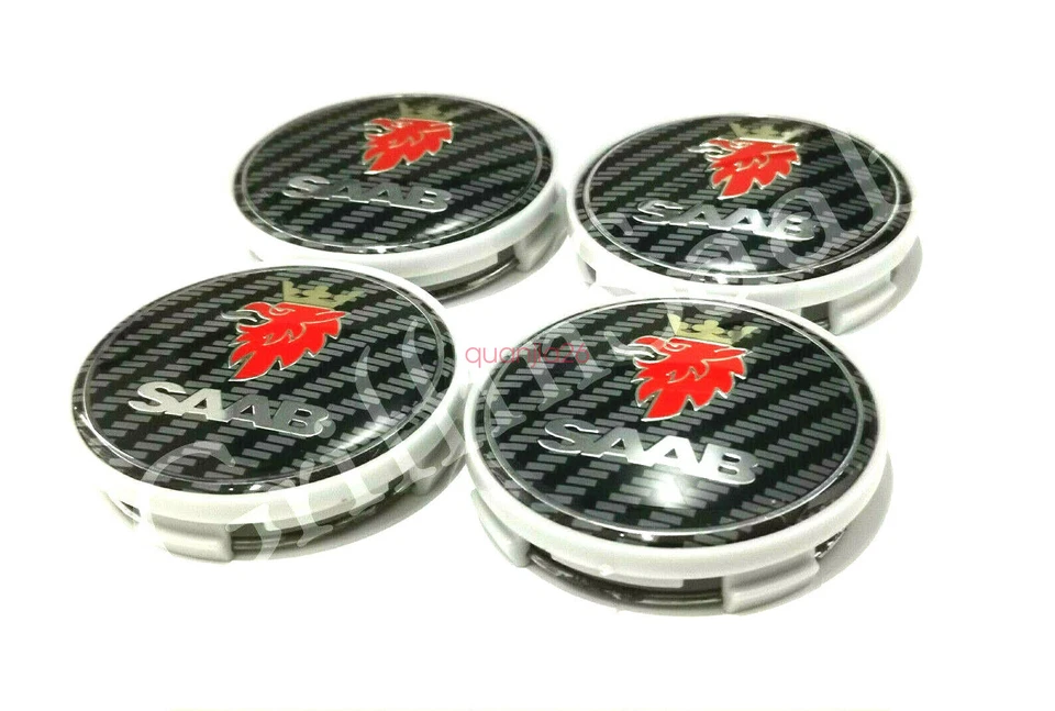 4 X Saab Carbon Fibre Alloy Wheel Centre Caps 62mm 63mm 93 9-3 95 9-5 900 9000 - Image 2 of 3