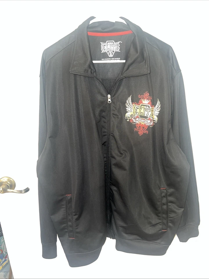 MMA Elite Premium Fight Gear Black Zip Sweater Graphic Print Sz XL RN 104511 VTG - Image 2 of 4