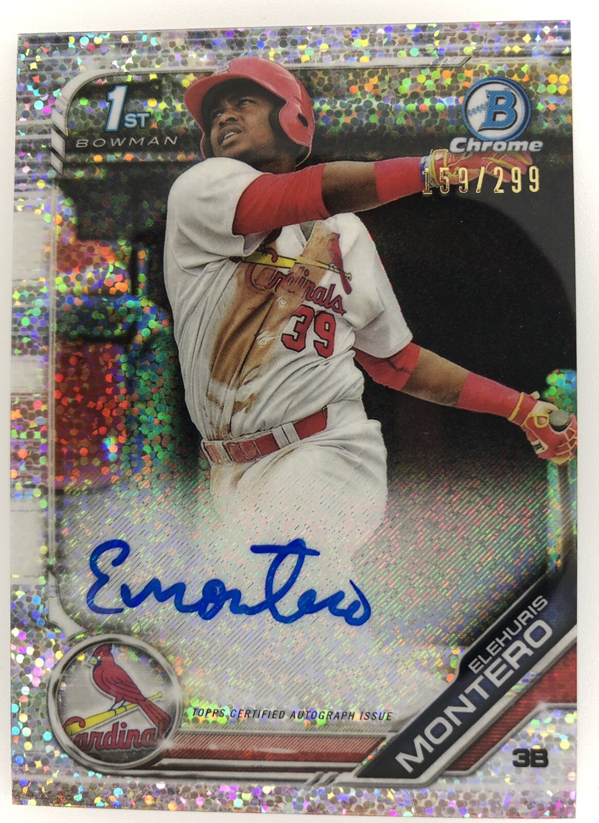 2019 Bowman Chrome Elehuris Montero AUTO Speckle Refractor /299 RC