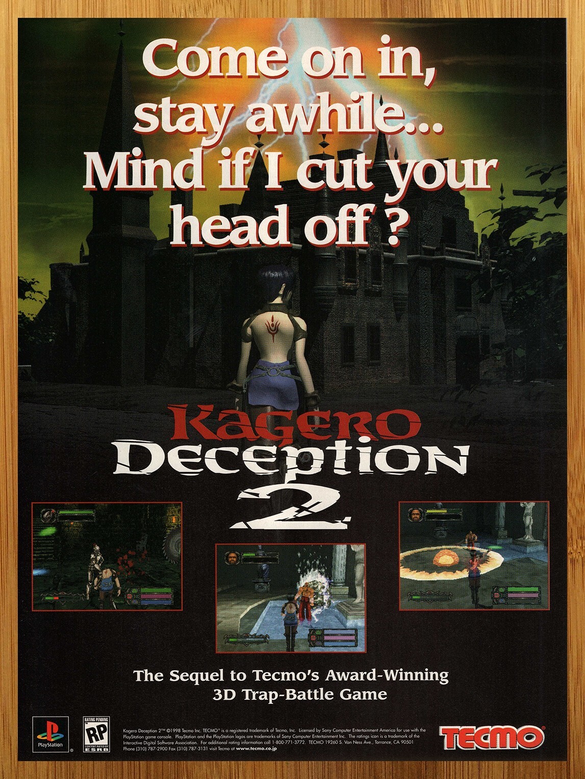 1998 Kagero Deception 2 Playstation PS1 Vintage Print Ad/Poster Video Game Art