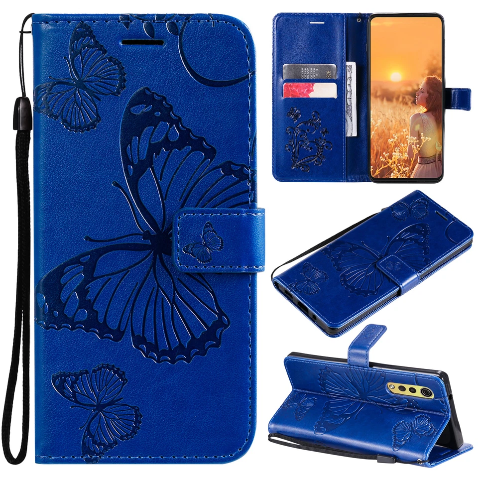 Butterfly Embossed PU Leather Flip Wallet Case Cover for LG K12 Plus K10 V30 V50 - Image 3 of 4