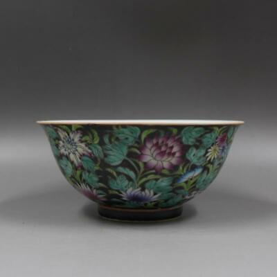 China Porcelain qing yongzheng guan kiln famille rose flowers and plants bowl 