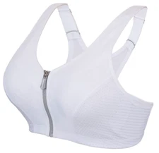 Glamorise HIGH-IMPACT Sport Bra 40B (SECURE-ZIP-CLOSURE) WICKS-U-DRY White NEW
