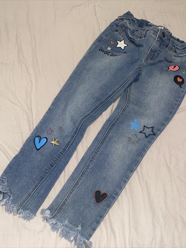 Cat & Jack Girls Emoji Preowned Jeans Sz. 7