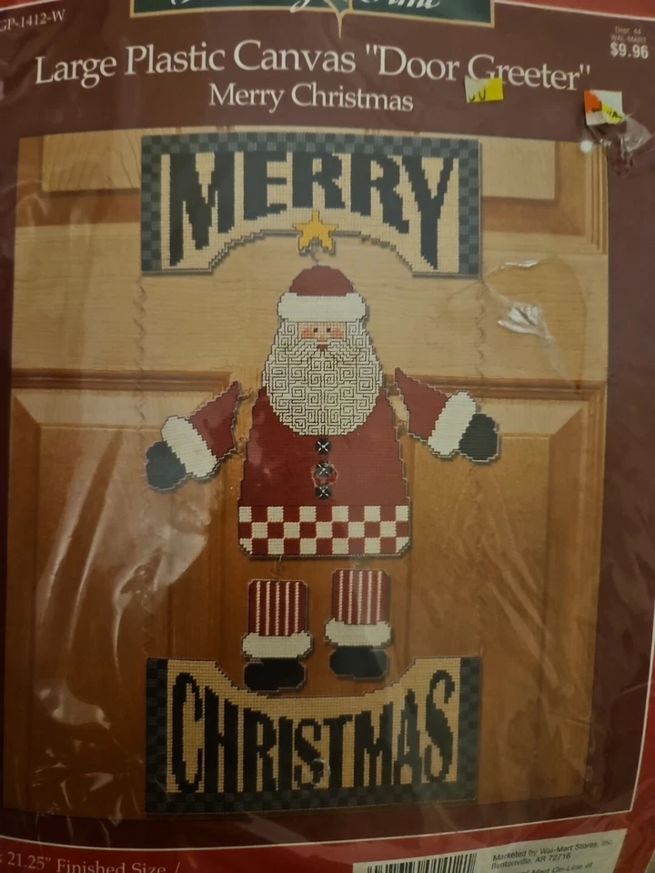 Merry Christmas Door Greeter Large Plastic Canvas Kit Holiday Time Sealed - Image 2 of 4