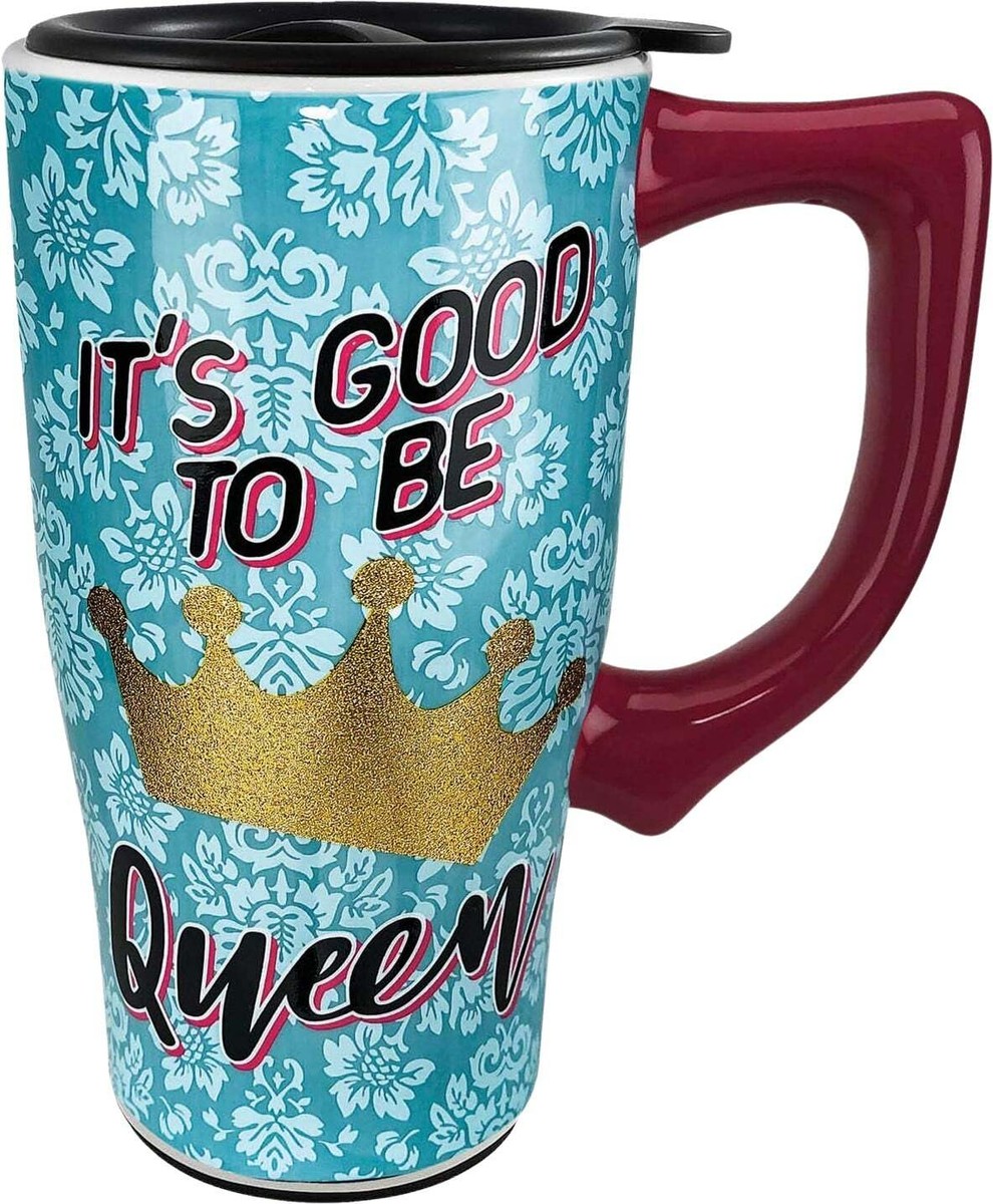 It's Good to Be Queen - Ceramic 18 oz. Travel Mug (Teal) | eBay