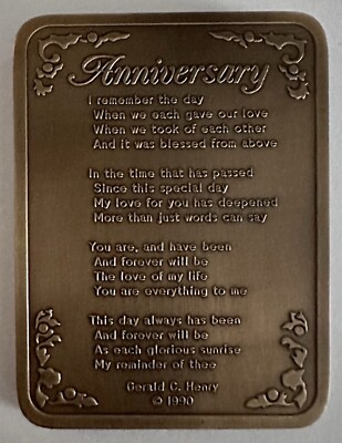 1990 Madison “Anniversary” For Lovers Gerald C Henry Bronze 14 oz