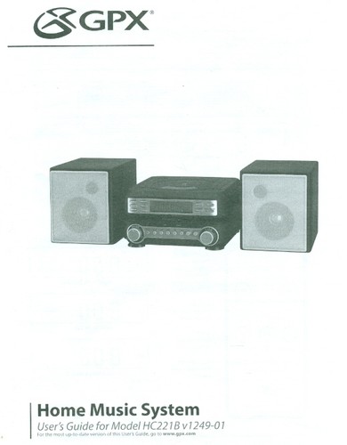 GPX HOME MUSIC SYSTEM - MODEL - HC221Bv1249-01 - INSTRUCTIONS - Picture 3 of 3