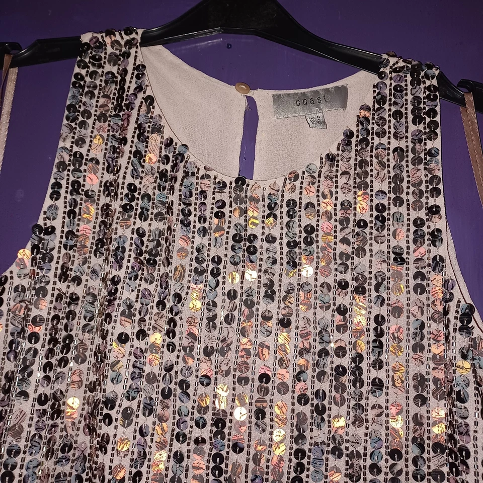 COAST BEIGE SLEEVELESS SEQUIN TOP..SIZE 8 - Image 2 of 2