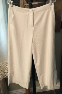 Boston Proper crepe culottes pants slacks Sz 8 off white NWT