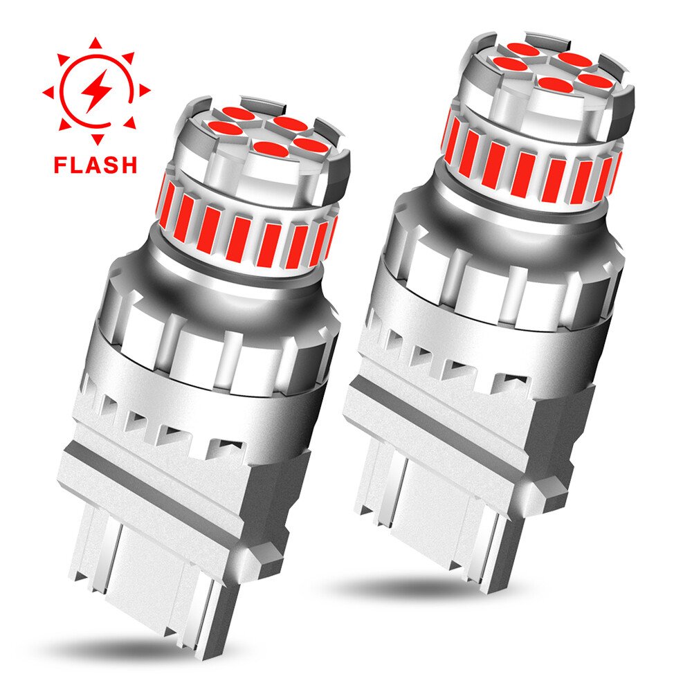 2X 3157 3156 LED DRL Turn Signal Light Bulbs 4157na 3457a Strobe Flashing Red M