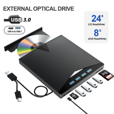 7-in-1 Multifunctional DVD Optical Drive External CD DVD Drives Burner Reader
