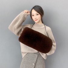Women's Simil Fox Fur Hand Warm Matte Sweatshirt Pouch Cover