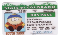 South Park Cartoon Eric Cartman plastic collector ID card Drivers License erick