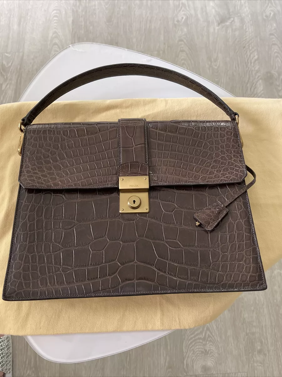 Prada Brown Crocodile Leather Vintage Bag, 2000s at 1stDibs