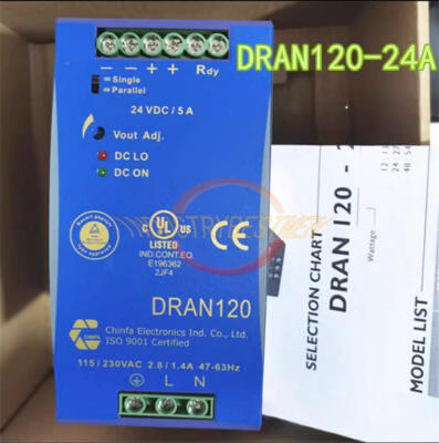 1pc NEW Chinfa DRAN120-24A Switching Power Supply 115/230VAC 24VDC 120W