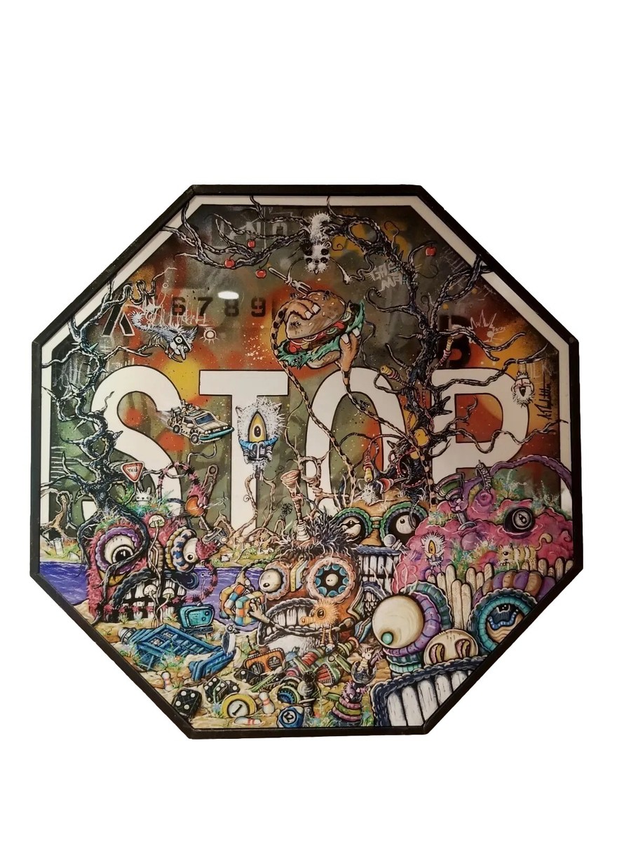 20x20 MISFITS Graffiti Street Tattoo Art Stop Sign Atomic7 Nick