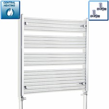 900mm Wide 1000mm High Flat Chrome Heated Towel Rail Radiator Electric Gas Dual