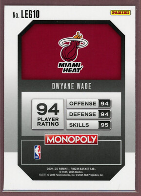 2024-25 Panini Prizm Monopoly Legends #LEG10 Dwyane Wade (Heat) | eBay
