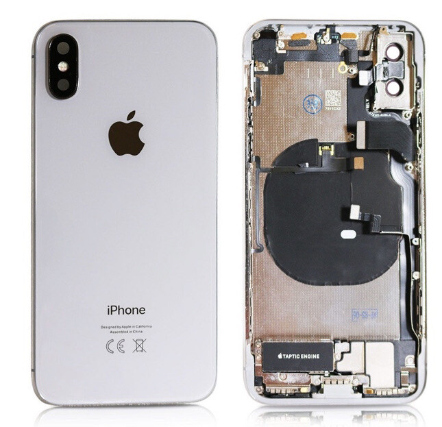 iPhone X Back Housing Replacement Silver White Frame With Small Parts Grade B