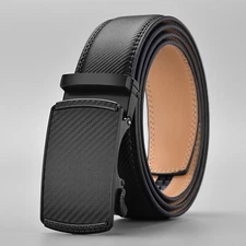 Mens Genuine Leather Ratchet Belts Adjustable Automatic Buckle Size 32 36 38 40